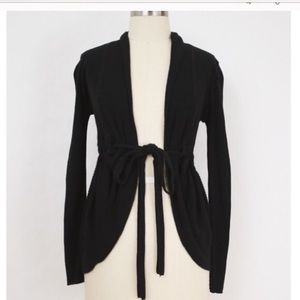 Anthropologie Black Waist Tie Cardigan Sz Large